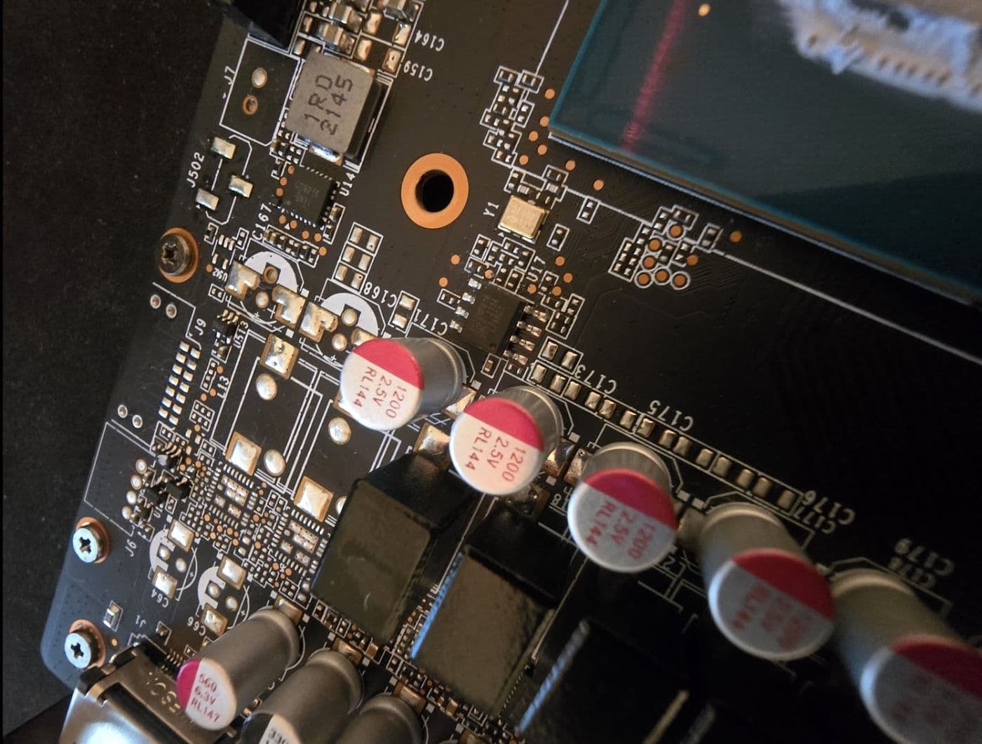 Close-up of the inside of a laptop